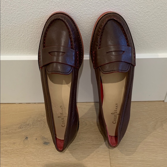 Women’s Cole Haan Dark Brown Loafers with Red Trim - Picture 5 of 8